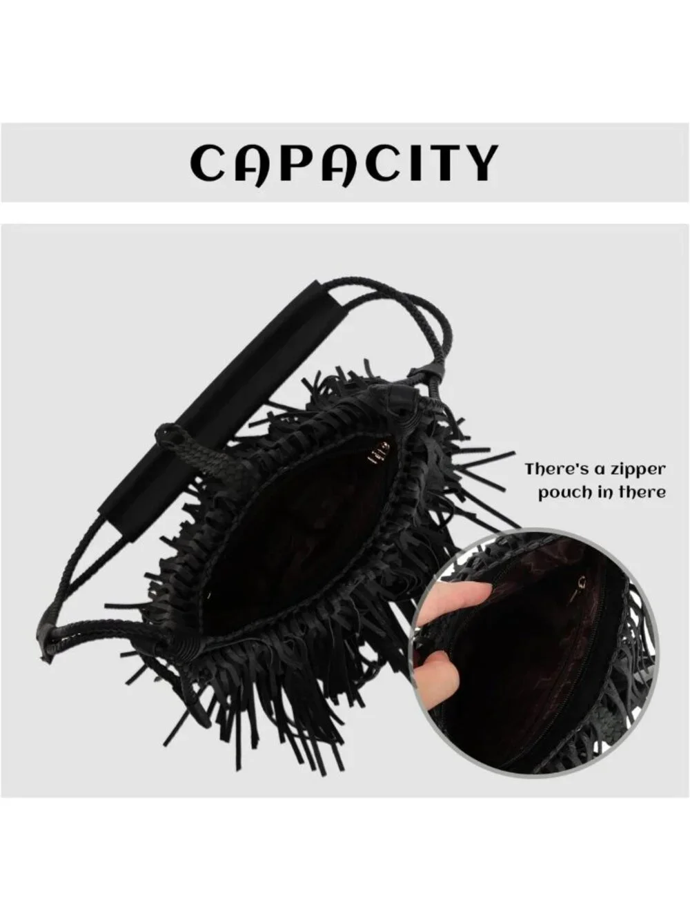 Vintage Fringe Hobo Bag for Women | Vegan Faux Suede Leather Crossbody Purse